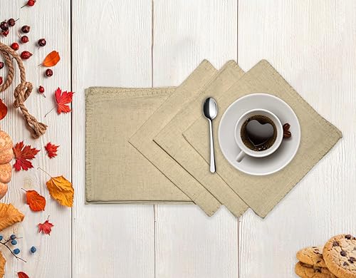 Servilletas de tela cuadradas beige 17x17 pulg set x6 miniatura 4