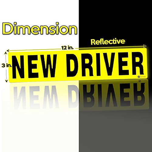 Zone Tech "New Driver Vehicle Bumper Magnet 3-Set Premium Quality Reflective New Driver Bumper Safety Sign Magnet One For Each Side And The Rear #TOP1