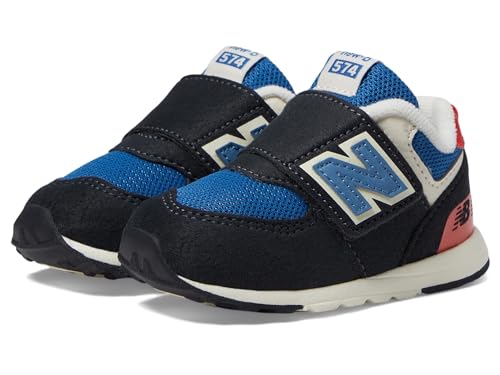 New Balance Baby 574 V1 Varsity Suede New-b Hook and Loop Sneaker, Phantom/Blast Red, 2 Wide US Unisex Infant - image 1