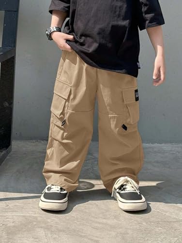 Image of Lymio Junior's Boys Cargo Pants | Stylish Cotton Blend Casual Trousers for Kids | Relaxed Fit Junior Boy Cargo Pant | Trendy Kids Streetwear Joggers with Multi-Pockets