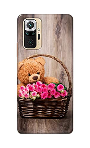 Image of PRINTFIDAA Roses and Teddy Bear in The Wicker Hard Back Cover for Redmi Note 10 Pro / 10 Pro Max Back Cover -(P6) KAT1004