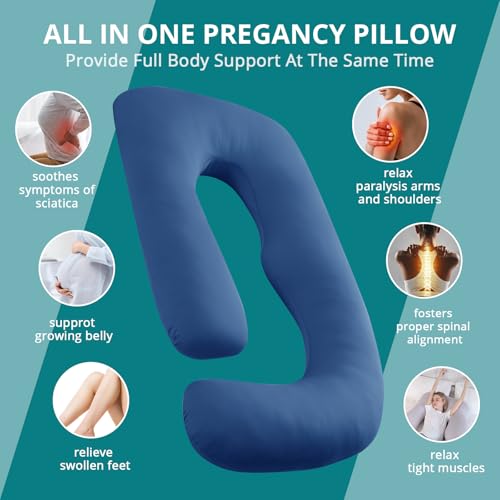 Image of Sasttie Cooling Pregnancy Pillows for Sleeping, 65'' Full Body Pillow, Navy
