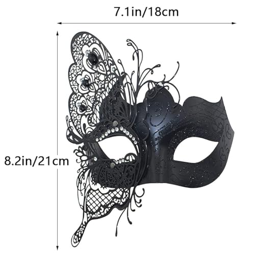 Qavctw Masquerade Half Face Mask Metal Mystery Men Women Halloween Ball Mask Laser Cut Metal Venetian Mask Mardi Gras Halloween Ball Mask - Image 3