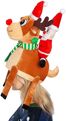 JOYIN Christmas Reindeer Hat Santa Riding a Reindeer for Cute and Festive Christmas Party Dress Up Celebrations, Decorations, Costume Accessories