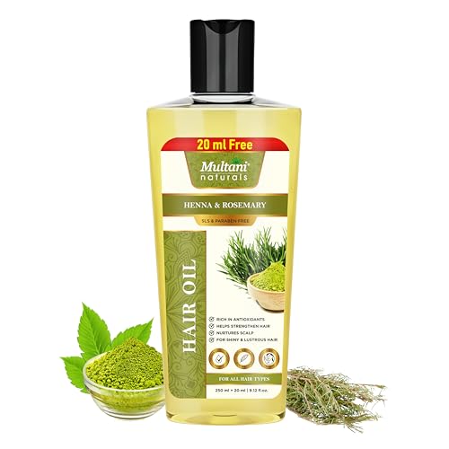 Multani Naturals Henna & Rosemary Hair Oil | Natural Herbal Hair Growth Oil for Men & Women | Strengthens Roots & Reduces Hair Fall (270ml)