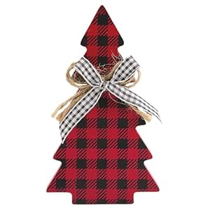 Lillian Vernon Buffalo Plaid Wooden Christmas Tree Table & Shelf Sitter Sign, Seasonal Tabletop Decorations & Rustic Indoor Home Decor, 5.5” Tall, [MDF & Wood, Set of 3 Lillian Vernon Buffalo Plaid Wooden Christmas Tree Table Shelf Sitter Sign Seasonal Tabletop Decorations Rustic Indoor Home Decor 55 Tall MDF Wood Set of 3