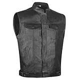Men's Armor SOA Perforated Leather Motorcycle Breathable Biker Club Vest L