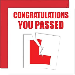 Just Passed Driving Test Card Congratulations - You Passed - Pass Passing Driving Test Gifts, Well Done Congrats Driving Test Pass Card, 145mm x 145mm Greeting Cards for Learner Driving Test Exam