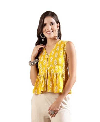 Image of Stylum Women's Bandhej Printed Rayon Peplum Top