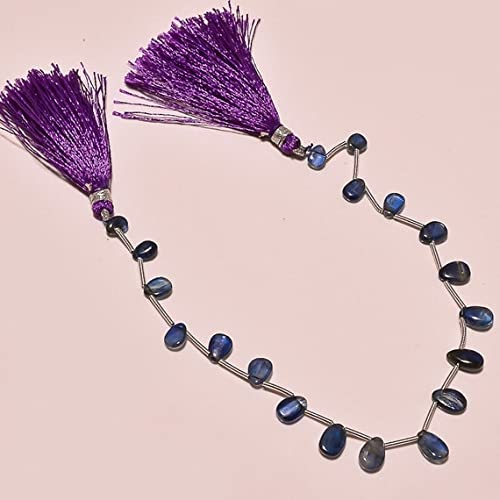 Kyanite smooth briolette amande perles bleues pour atelier bijoux bohèmes