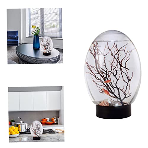 Ecosphere Fish Tank, Closed Aquatic Ecosystem Desktop Aquarium With Led Revolving Black Base #TOP2