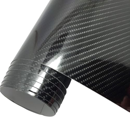 Arespark 6D Carbon Fiber Vinyl Wrap 6D Carbon Fiber Vinyl Self Adhesive Film DIY for The Appearance and The Interior of Motorcycles Computers Cars (Black 300 * 30cm)