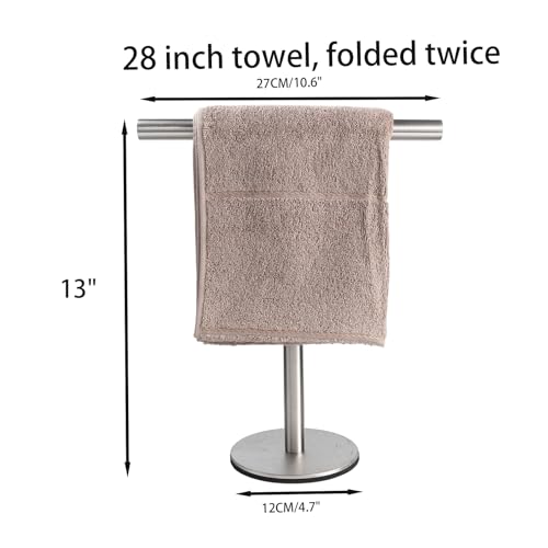 Bath Hand Towel Holder Standing, 13 Inch T-Shape Towel Bar Rack Stand, SUS304 Stainless Steel Brushed Finish,Tower Bar for Bathroom Kitchen Vanity Countertop