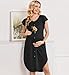 Ekouaer Labor and Delivery Gown 3 in 1 Nursing/Hospital/Breastfeeding/Maternity Flying Short Sleeve Nightgown with Button Black XL