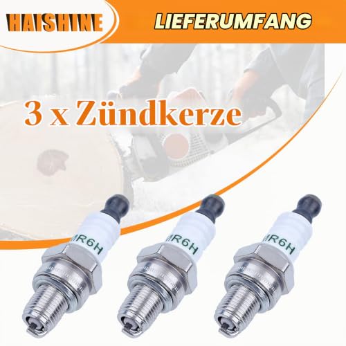 Foto von Haishine 3 Stücke CMR6H Zündkerze für Stihl FS90 FS100 FS110 FS90R FS100R FS110R Trimmer, Rasenmäher Zündkerzen Ersatzteil, NGK 3365 Ersetzt for Bosch USR7AC 0000 400 7011