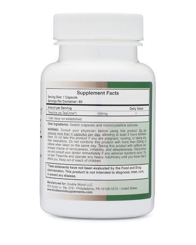 image for Double Wood Supplements Theacrine (Teacrine) 100 Mg, 60 Capsules - Ene