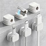 wimprove Kabelclips Kabelhalter Magnetische 6er Set – Selbstklebend, Verstellbar mit Kabelmanagement für Schreibtisch, Nachttisch, Büro – Organisiert USB-C, HDMI, Ladekabel, Audiokabel (Weiß)