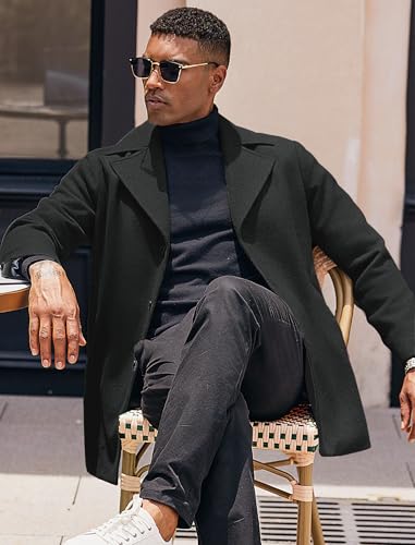 COOFANDY Mens Trench Coat Notched Collar Single Breasted Peacoat Winter Overcoat With Pockets2