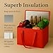 musbus 2-Pack XL-Large Insulated Grocery Shopping Bags, Red, Reusable, Heavy Duty, Zipped Zipper,Collapsible,Tote,Cooler,Groceries,for car,Recycled Material Warm Foldable Bag…