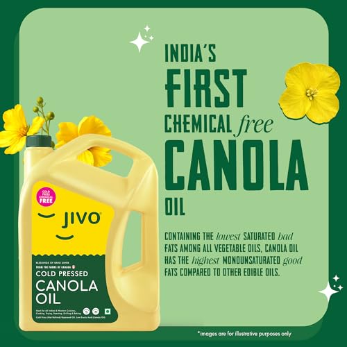 Image of Jivo Cold Pressed Canola Oil 5 Litre | Natural Edible Cooking Oil | Ideal for Daily Family Cooking, Frying & Baking