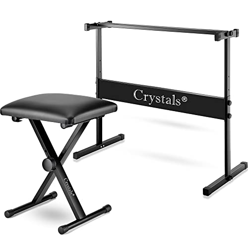 Double Braced X Frame Music Piano Keyboard Stand & Chair by Crystals® (Full Size Stand + Chair)