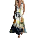 sommerkleid damen leicht kleider strandkleid luftig musselin boho kleid maxikleider leinenkleider sommer knielang sommerkleider trägerkleid midikleid maxikleid hochzeitsgast rosa Mehrfarbig S