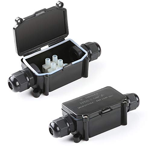 HLFVLITE Caja de conexiones a prueba de agua Cajas de conexiones eléctricas de 2 vías PG9 Conectores de cable para exteriores con prensaestopas de plástico negro para cable de alimentación de 4-8 mm Cover