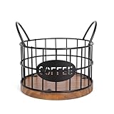 Fving Coffee Pods Holder for Countertop, K Cup Holder Organizer, Sturdy Kcup Storage Basket with Wooden Base, Pods Container for Kitchen Bar Counter Office Desktop (Black)