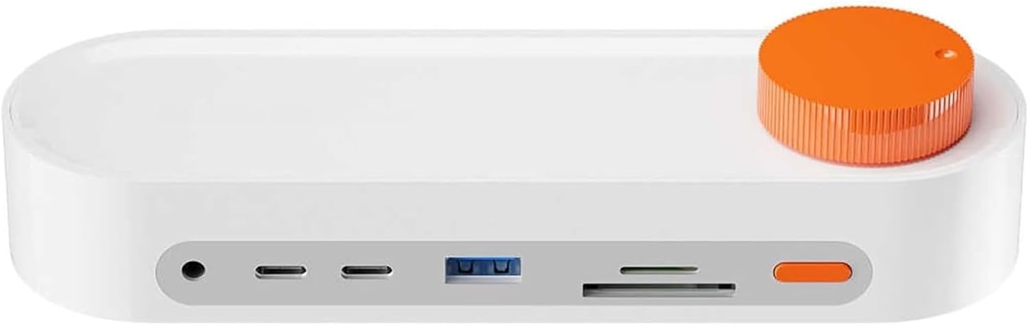 Desktop Laptop Docking Station with Data Port, 3.5mm Audio Jack, and Knob Hub for Various Desktop Devices