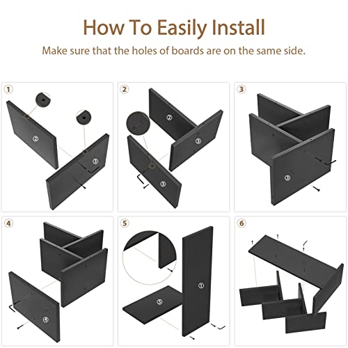 Topfurny Tree Bookshelf, 4-Tier Book Storage Organizer Shelves Floor Standing Bookcase, Wood Storage Rack For Office Home School Shelf Display For Cd/Magazine/Book -Black #TOP6