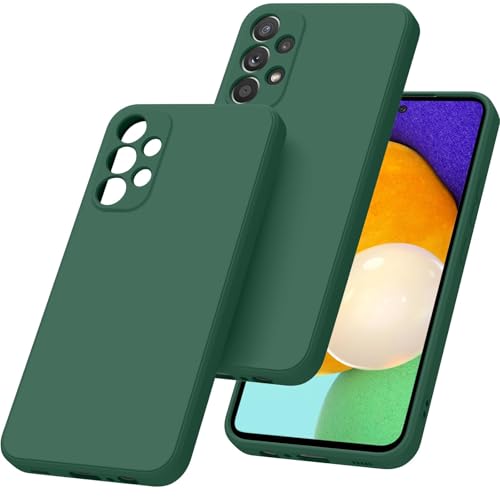 YLK Cover per Samsung Galaxy A52S 5G / A52 4G / A52 5G con Protezione della Fotocamera, Ultra Sottile Custodia in Silicone Morbida Protettiva Case (Verde scuro)
