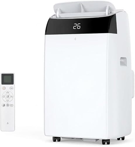 Thaookte White Portable Air Conditioner Silence 10000 Btu 3 In 1 Cooling Ventilation Dehumidification 2 Speed Fan 24 Hour Timer Remote Control Mobile Air Conditioning Silent