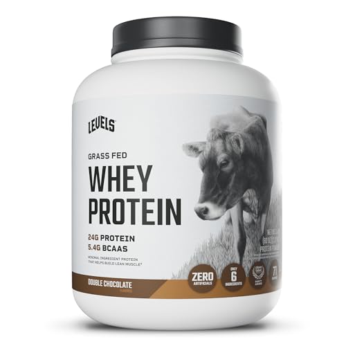 Levels Grass Fed Whey Protein Powder, No Artificials, 24G of Protein, Double Chocolate, 5LB