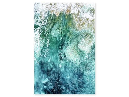 Hexoa Tableau mer Vague Bleue - Made in France - Toile imprimée 80x120