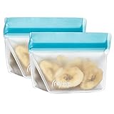 rezip Stand-Up 1/2 Cup/4-ounce Leakproof Reusable Storage Bag 2-Pack (Aqua)