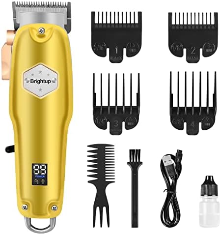 Brightup Hair Clippers, Professional Hair Trimmer for Men, Cordless Hair Cutting Groomer, Electric Shaver for Barbers, Kids & Stylists, USB Rechargeable & LED Display