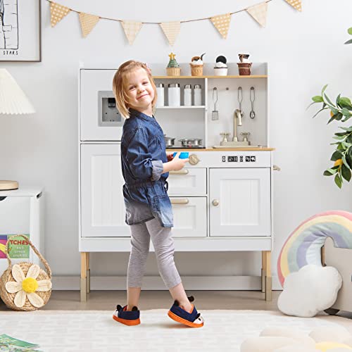 Infans Kid Kitchen Playset, Toddler Wooden Pretend Cooking Set With Realistic Light & Sound, Stove, Sink, Microwave, Storage Cabinet,Pretend Play Kitchen Toy Set For Children Boys Girls #TOP1