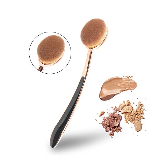 MEYSHAR Large Powder Brushes Oval Toothbrush Makeup Professional Brush with Soft Hairs Made of Premium Synthetic Fiber for a Whole Makeup Brush Electroplated Rose Gold Handle