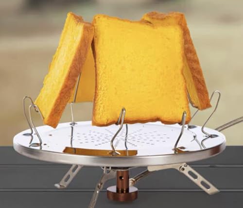 4 Rebanadas Bandeja para Tostadas Rejilla para Tostadas Tostadora de Camping Bandeja Plegable de Acero Inoxidable Accesorios Camping para Picnic Viajes Estufa se Gas Al Aire Libre