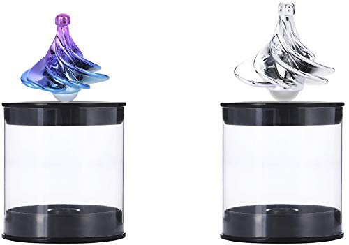 Newbility Wind Fidget Spinner, Magnetic Spinner, Hands Free Spinner, Blow Spinner, Colorful, Wind Driven Spinner, Spinning top(2 PCS) (Dazzling Blue+Silvery)
