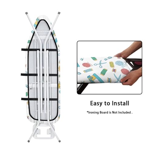 Image of Sewing Machine Print Ironing Board Cover Premium Polyester, Fits Full Size Board | Stain and Scorch Resistant; Elastic Edge | Laundry Accessories