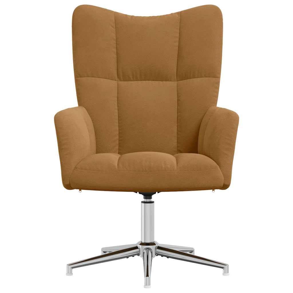 Elegante sillón de relax marrón de terciopelo, giratorio 360°, para salón, dormitorio y oficina, sillón moderno con estructura de acero, gran comodidad