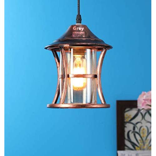 Image of GreyWings Copper Antique Hanging Light & Pendant Lamp - Modern Metal & Glass Ceiling Light for Living Room, Dining, Kitchen, Indoor Decor, E27 Holder, (Bulb not Included) Pack of 1