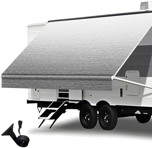 Heavy Duty RV Awning Fabric Replacement - 19.5oz Vinyl Camper Awning - Waterproof & UV-Resistant - Universal Canopy for Camper, Trailer and Motorhome (18FT(Fabric 17