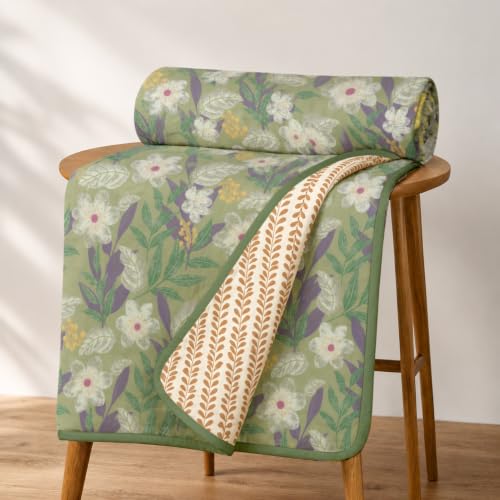 Image of Homestan Reversible All Season Cotton Feel Dohar for Double Bed,Soft Light Weight AC Blanket /Comforter for Summer /Winter /Monsoon (84x88 Inches, Tropic Dew)