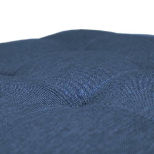 Puff Quadrado para Sala de Linho - Azul Claro