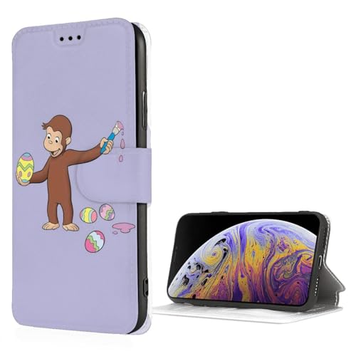 Puレザー 財布型 スマホケース おさるのジョージ Iphone Se3 Iphone Se2 Iphone8 Iphone7 ケース おしゃれ かわいい 漫画 手帳型 カバー 互換性がある カード収納 軽量 薄型 耐衝撃 人気 ギフト