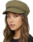 Funky Junque Cotton Newsboy Hat for Women – Trendy Greek Fisherman Cap, Classic Baker Boy Newsies Hats, Stylish Lightweight Ladies Cap - Olive
