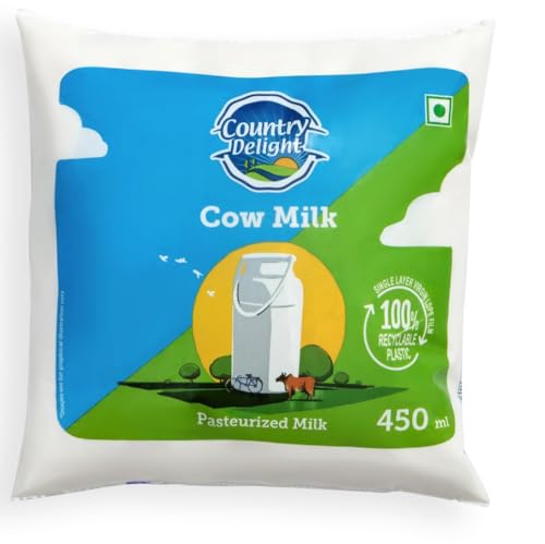 Image of Country Delight 100% Pure and Fresh Cow Milk, 450 ml Pouch