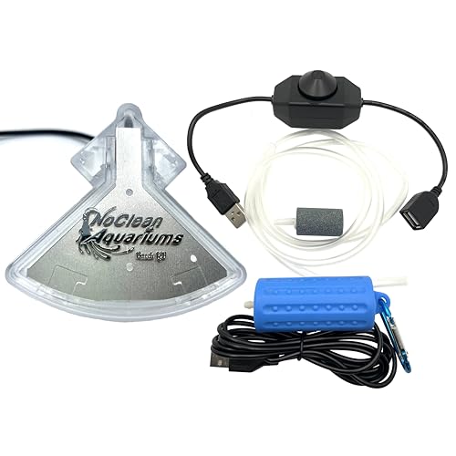 NoClean Aquariums Dazzle LED + Silent Aeration Pump Accessory Kit for Fish Tanks